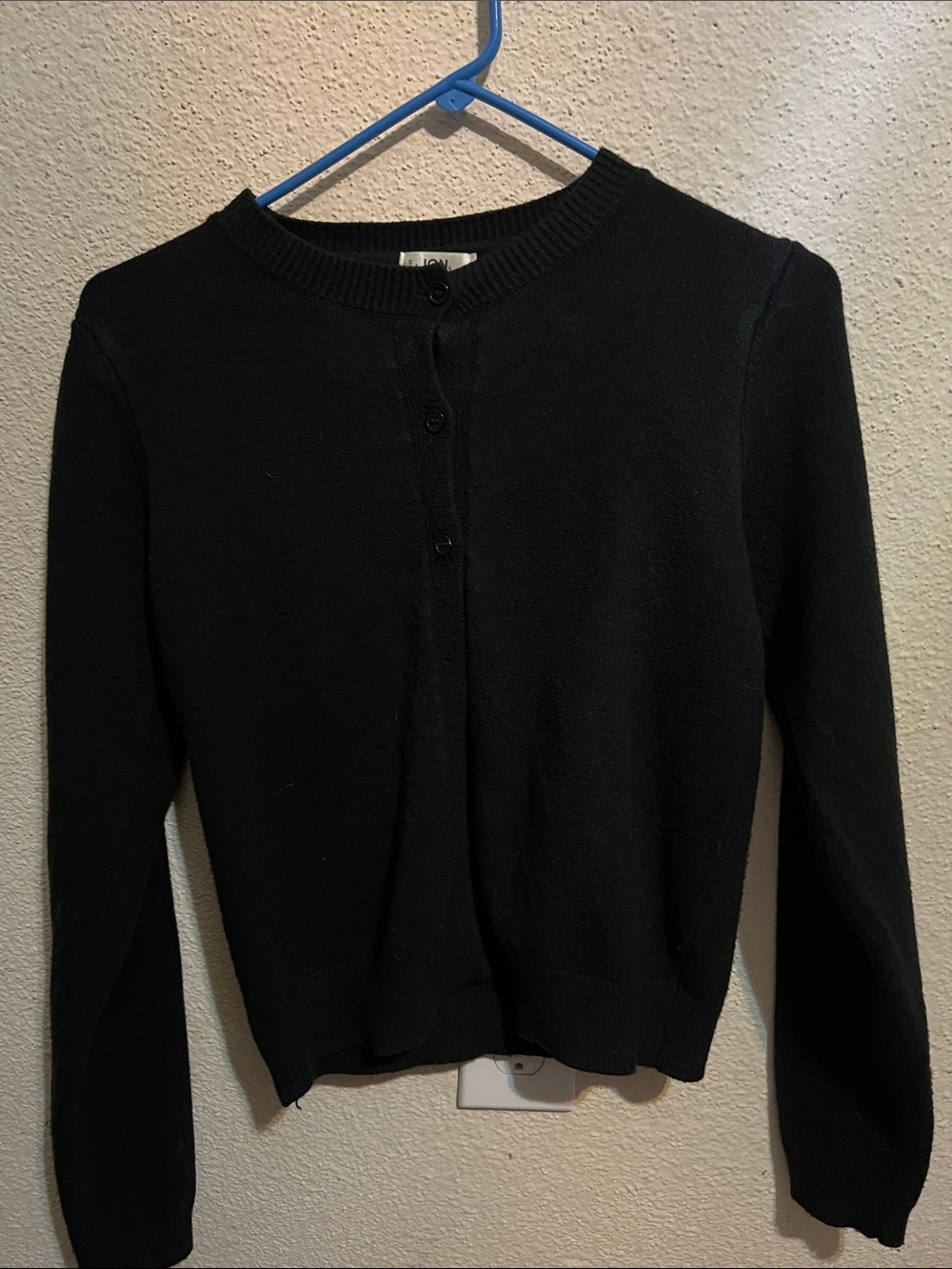 Jon & Anna Black Button-Up Crewneck Cardigan